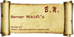 Berner Miklós névjegykártya